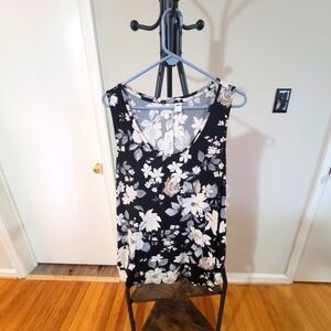 Old Navy Black & Floral Tank Top